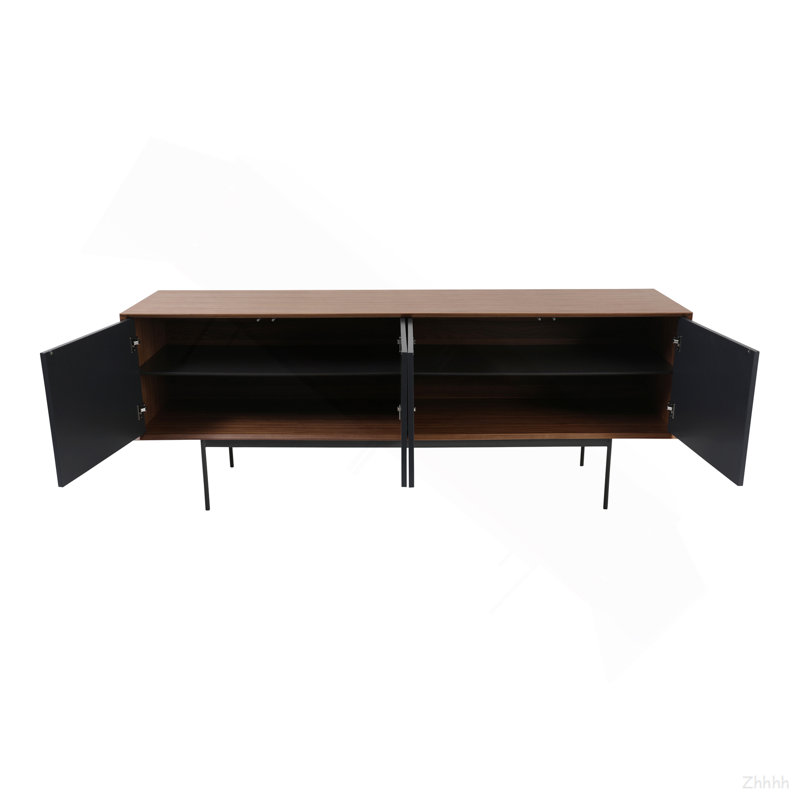 Harper Sideboard - Durable Walnut Veneer with Spacious Storage & Metal Base