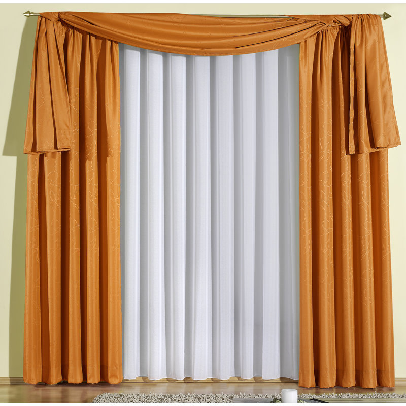 Longoria Room Darkening Window Scarf, Orange, 135cm Width x 245cm Drop