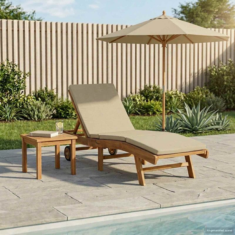 Outdoor Lounge Chair, Beige