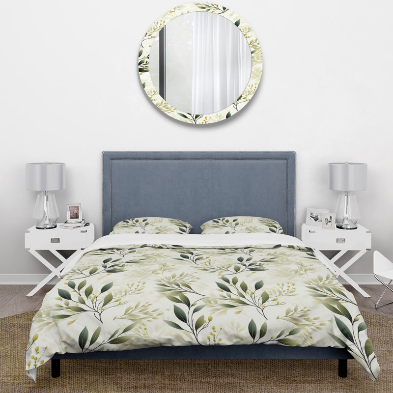 Ensemble de housse de couette Zen Leaves IV, Housse de couette pour grand lit et 2 taies décor