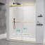 56-60 * 76 pouces Double porte de douche coulissante sans cadre à fermeture en douceur avec verre trempé épais de qualité supérieure (8 mm) et revêtement facile à nettoyer en or brossé