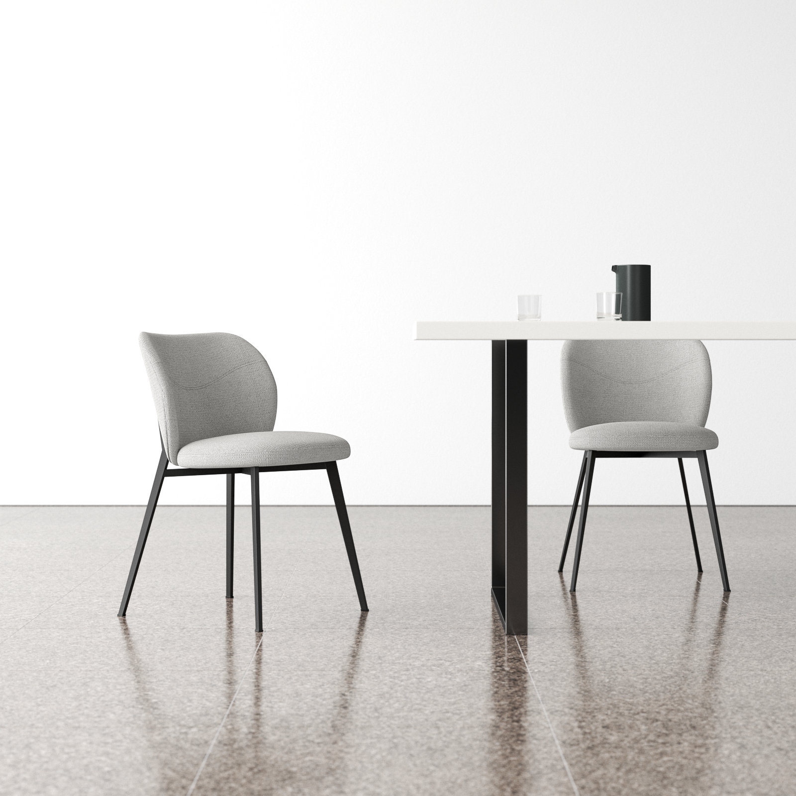 Granger Dining Chair, Light Gray, Black