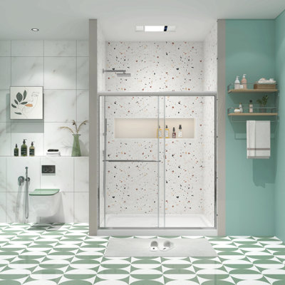 Bypass Shower Door, Sliding Door, With 1/4" Tempered Glass
