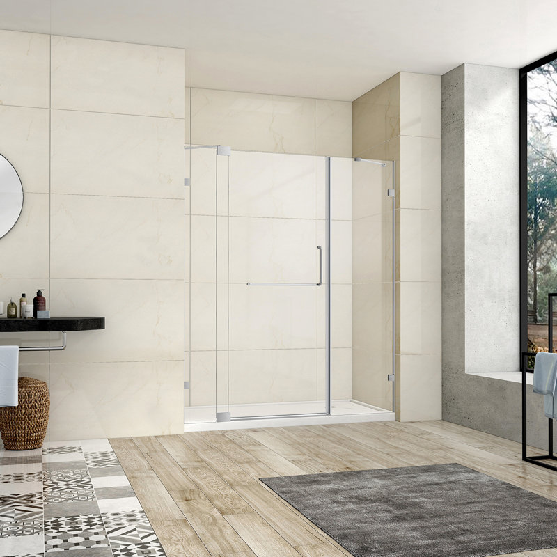 Porte de douche sans cadre Milano l 60 "x H 72" Milano, Nickel brossé