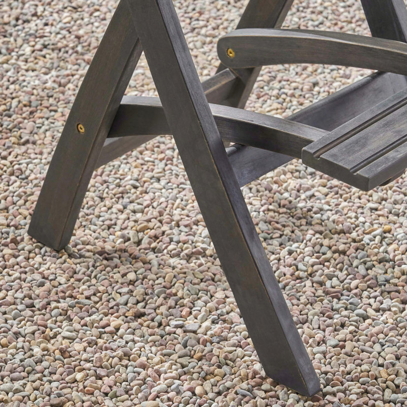 Folding Acacia Wood and PE Rattan Barstools (Set of 2)