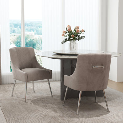 Farr Velvet Upholstered Side Chair With Silver Legs