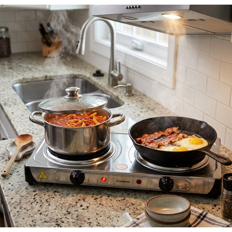 Electric Double Plate Burner, Cast Iron Plate. 120V - 1000W