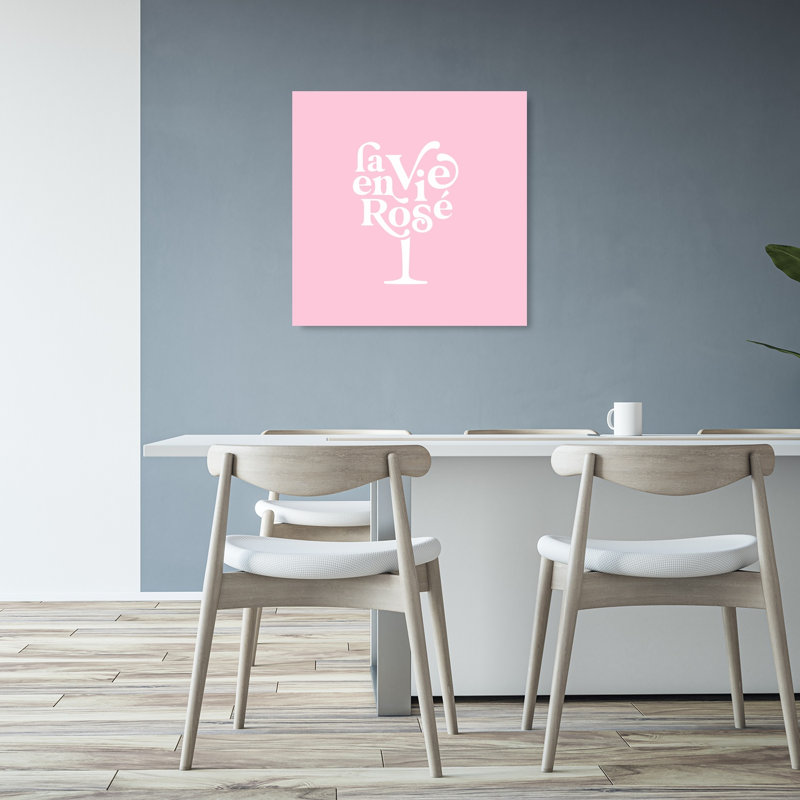 La Vie En Rose Wine Elegant Minimalist Romantic Rose Landscape Nature Wall Art Print by Dominique Vari - Wrapped Canvas Print