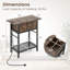 Table de bout avec station de charge, table d'appoint rabattable avec ports USB, prises et tablette brun rustique et noir-254914428-254914429