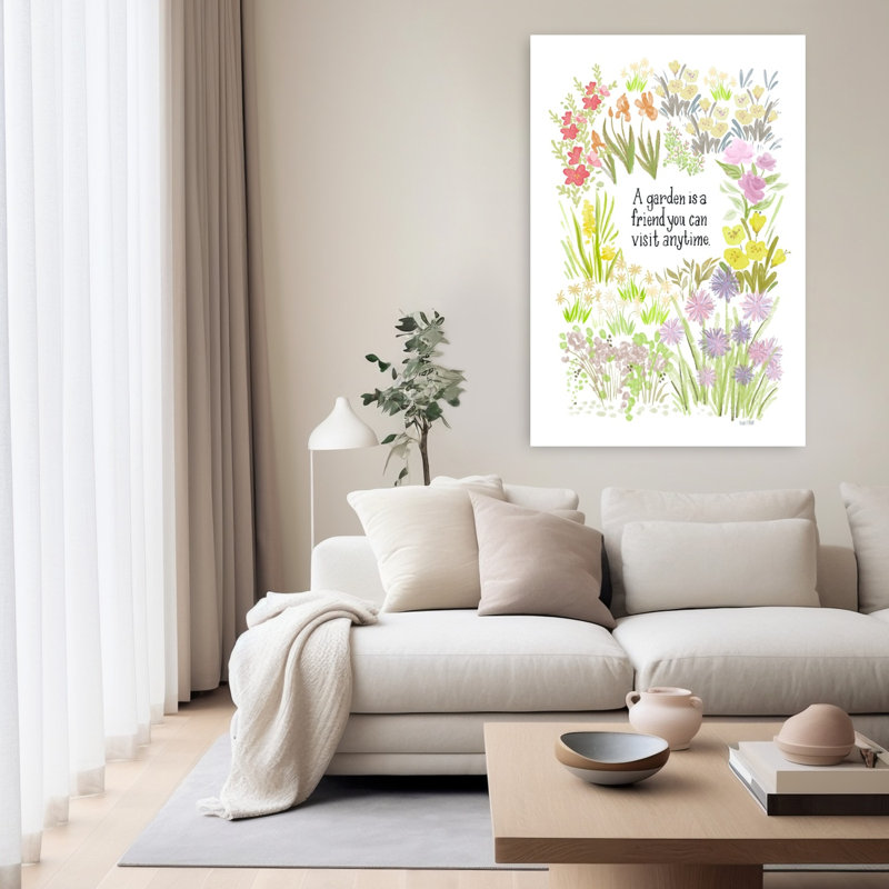 «A Garden Is A Friend», art floral printanier contemporain, H 60 po x l 40 po
