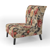 Renaissance Garden Botanical Pattern III - Upholstered Bohemian & Eclectic Accent Slipper Chair