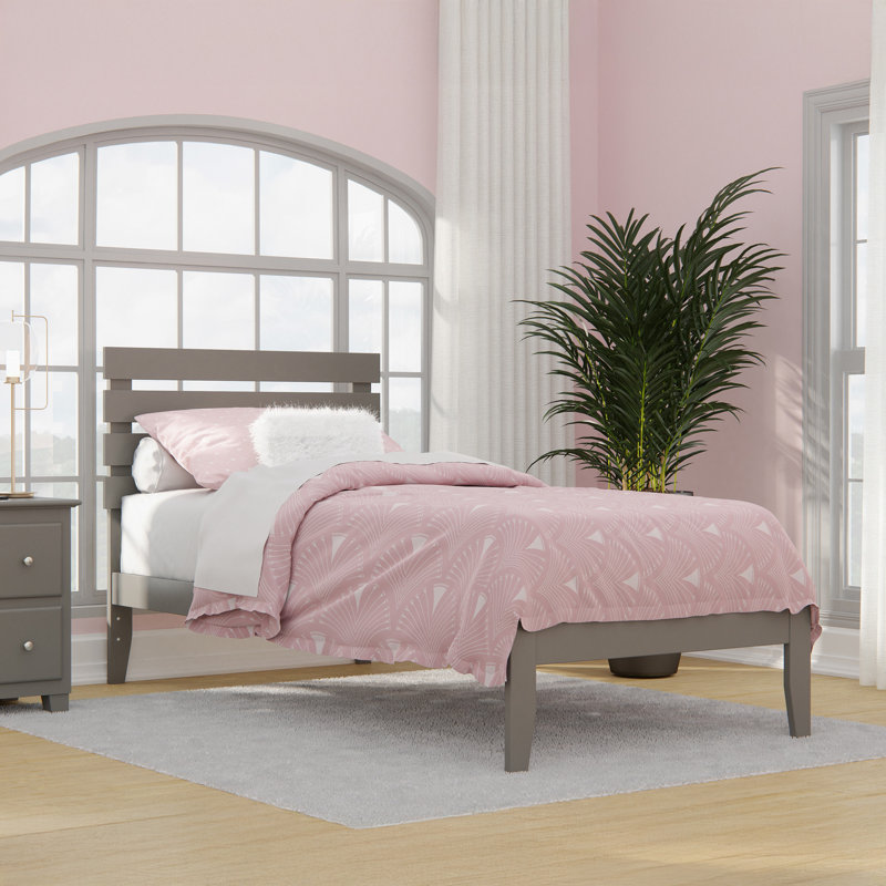 Giga Premium Wood Farmhouse Platform Bed, Walnut, Twin XL