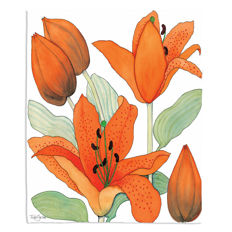 Couverture sherpa lillies doux orange, l 68 po x L 80 po