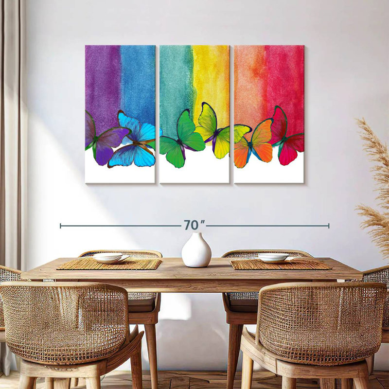 Bande colorée de papillons, H 36 po x l 57 po