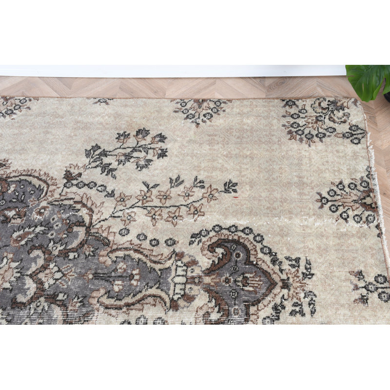 Grand tapis turc vintage en laine pour salon - Oushak antique de style anatolien