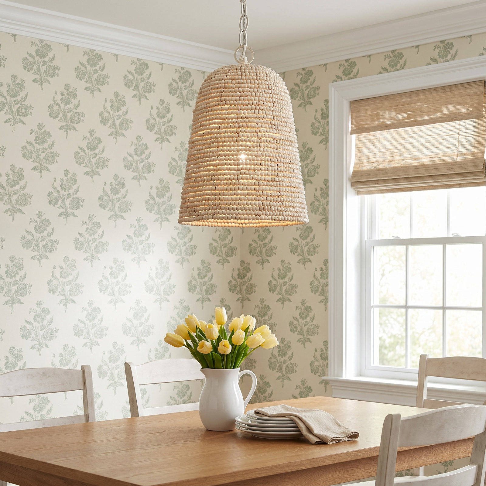 Pacifica Single Light Wood Dimmable Pendant