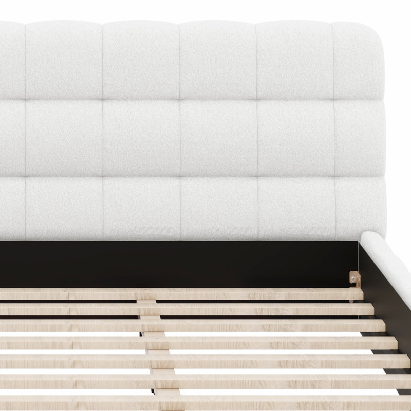 Lit plateforme tapissier Elegant, Blanc