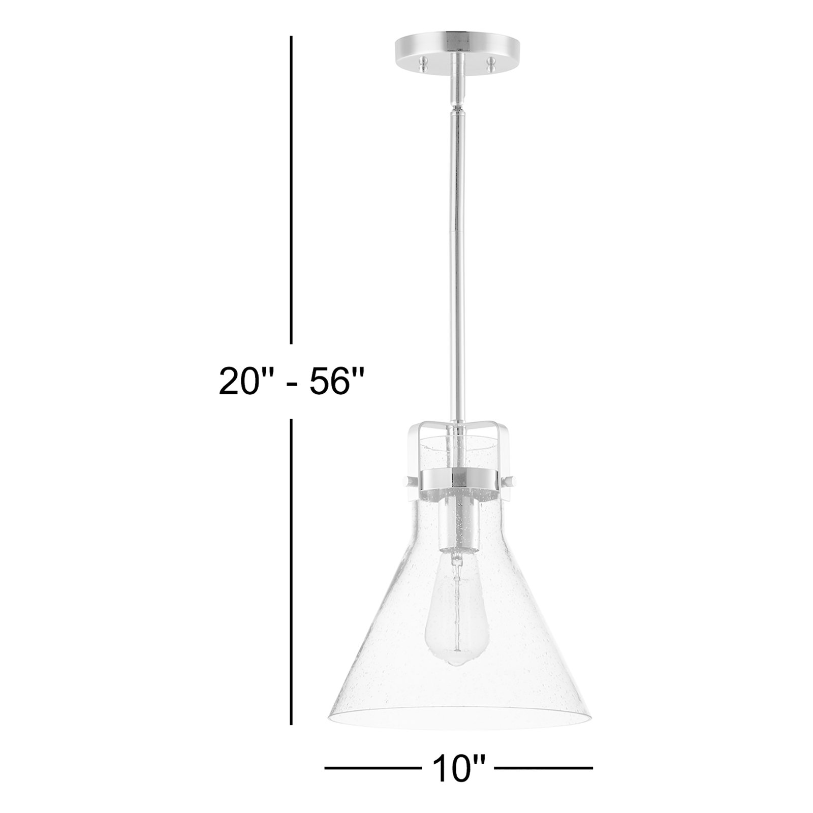 Mirri Single Light Glass Steel Dimmable Pendant, Polished Chrome