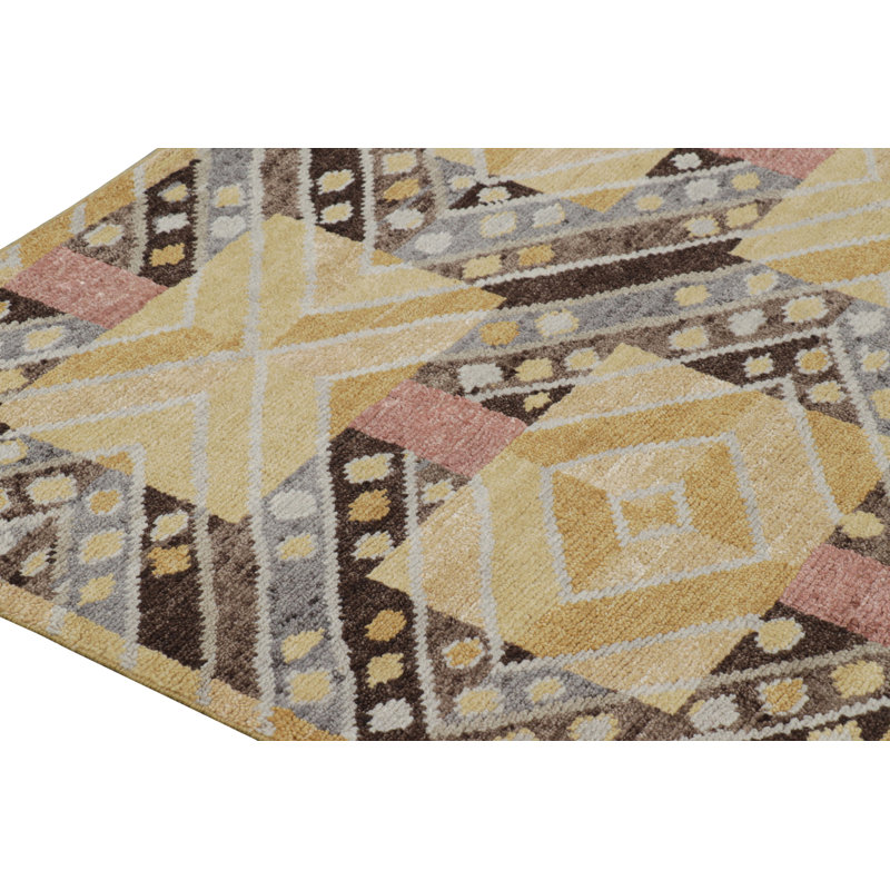 Scandinavian Hand Knotted Geometric Area Rug, Rectangle 5' x 7'