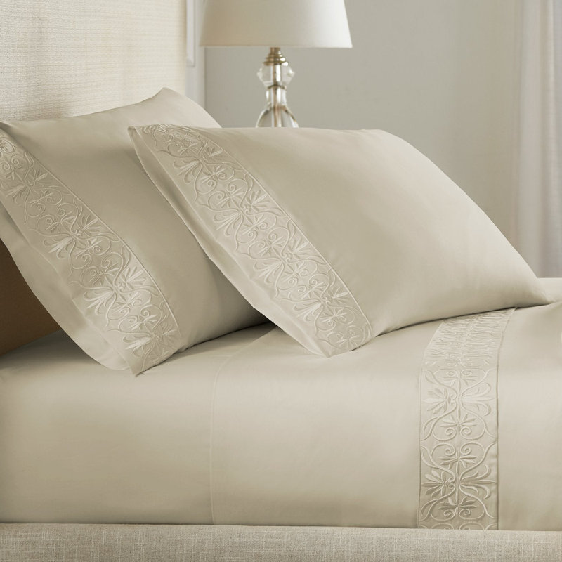 Ariane Sheet Set, Tan, Queen Sheet Set + 2 Pillowcases