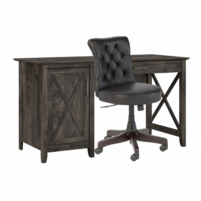 Ozro Computer Desk, Dark Gray Hickory
