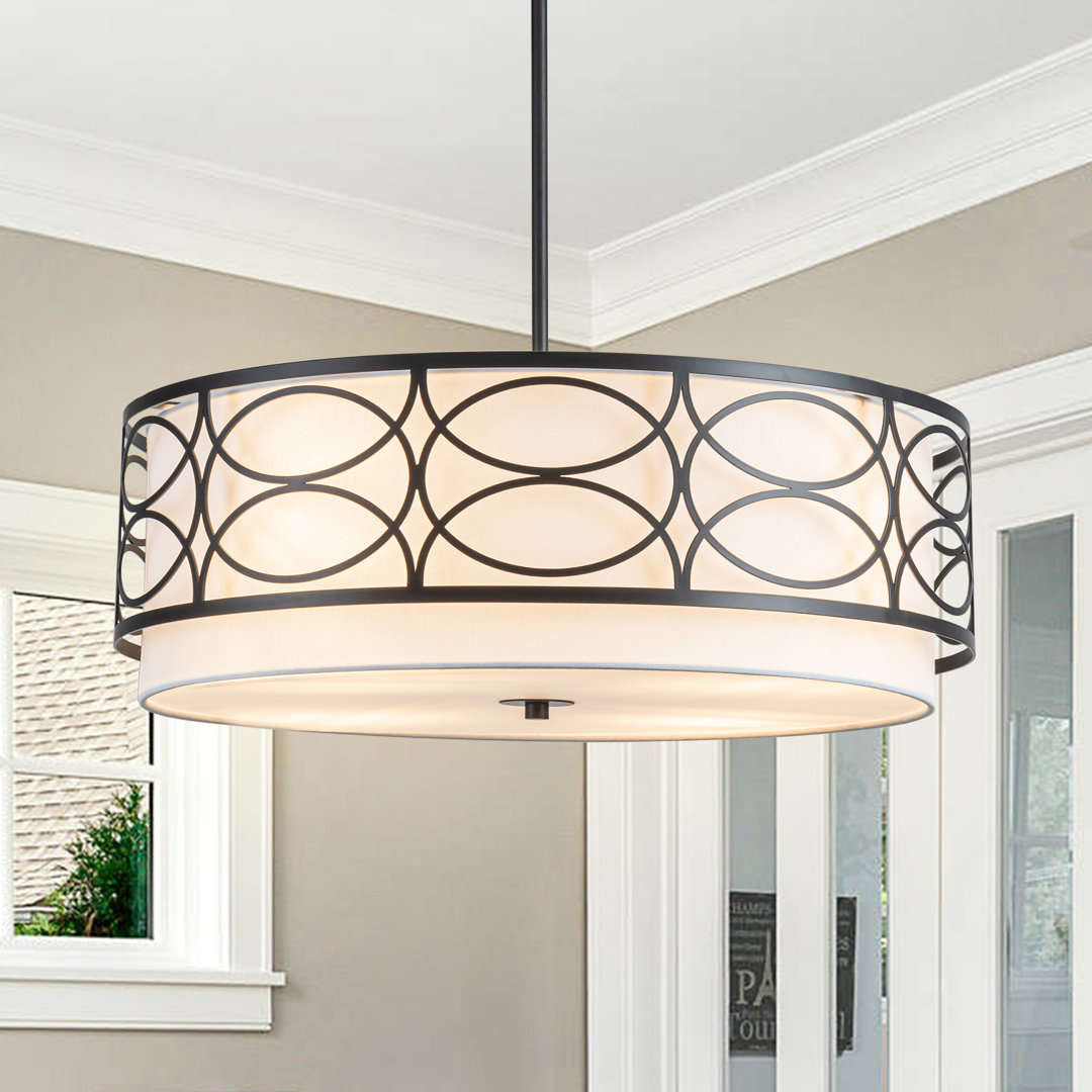 4-light Drum Chandelier Black Chandelier Chandeliers For Dining Room Drum Light Fixtures Ceiling Hanging Wrought Studio™