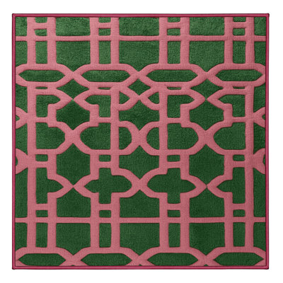 Machine Washable Trellis Pink Area Rug