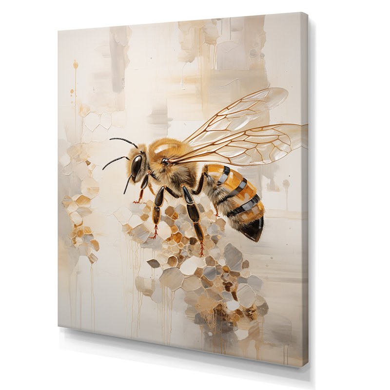 Minimalisme buzzing abeille sur toile, H 20 po x l 12 po x P 1 po, Toile tendue