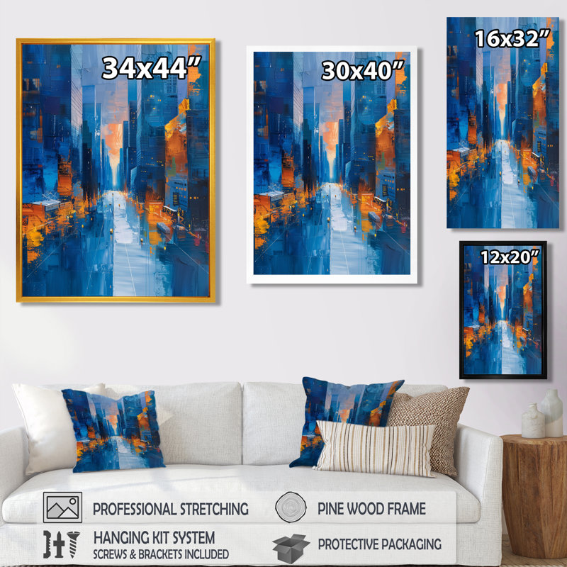 Blue Perspector Skyscrapers Symphony II - gratte-ciel, art mural, H 12 po x l 20 po x P 1 po
