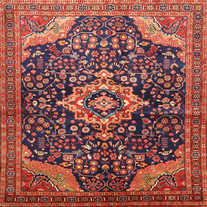Tapis oriental rouge / beige, Carré 6 pi