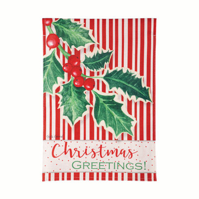 Drapeau de jardin en toile de jute Christmas Greetings