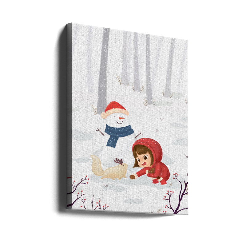 "Joyful Winter", art mural sur toile tendue, H 16 po x l 12 po