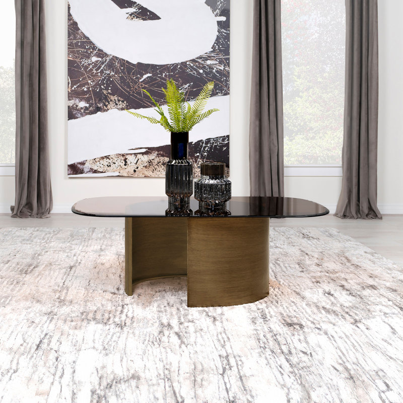 Rectangular Tawny Glass Coffee Table Brushed Bronze