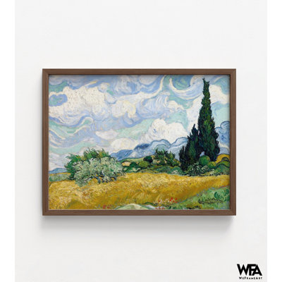 Wheat Field With Cypresses By Vincent Van Gogh, Framed Landscape Wall Art, Van Gogh Oil Painting Print, Wheat Wall Decor, Framed Wall Art