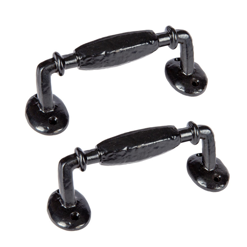 Hammer & Tongs - Offset Wrought Iron Door Handle - H160mm - Black