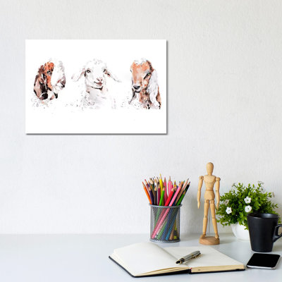 " Boer Saneen And Nubian Goat Kids, The Three Kings " by EdsWatercolours Painting Print