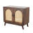Mango Wood Handmade 2 Door Brown Room Cabinet With Rattan Front And Black Knobs