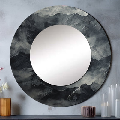 Rivy Mountains Percolated Peaks I - miroir mural montagnes, miroir décoratif traditionnel, impression d'art en métal