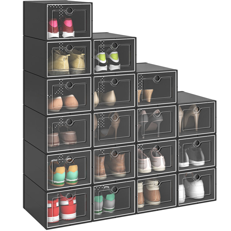 Stackable Shoe Storage Box, Black
