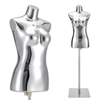 Female Mannequin Dress Form Torso - Manikin Body With Metal Stand Height Adjustable, Display Mannequin Body For Sewing Clothes (40-75inch, Silver)