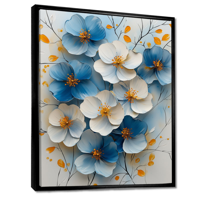 Moriana - Art mural sur toile à motif floral, H 20 po x l 12 po, Impression encadrée flottante, Noir