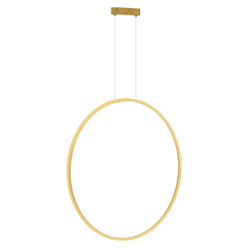 Saturno 1 - Light LED Geometric Pendant, Gold, 130cm H x 6cm W x 6cm D