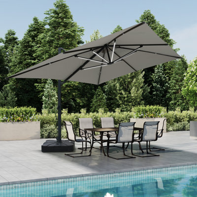 Yveta 157.48'' x 118.11'' Rectangular Lighted Tilt Cantilever Umbrella