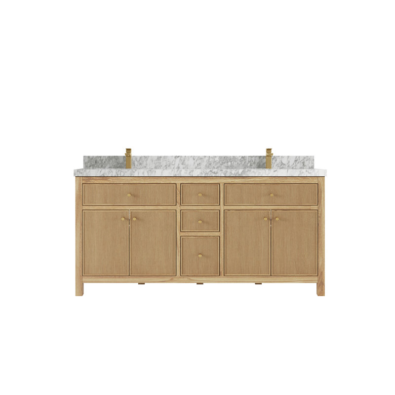 Ensemble de meuble-lavabo double 72 ", Marbre de Carrare