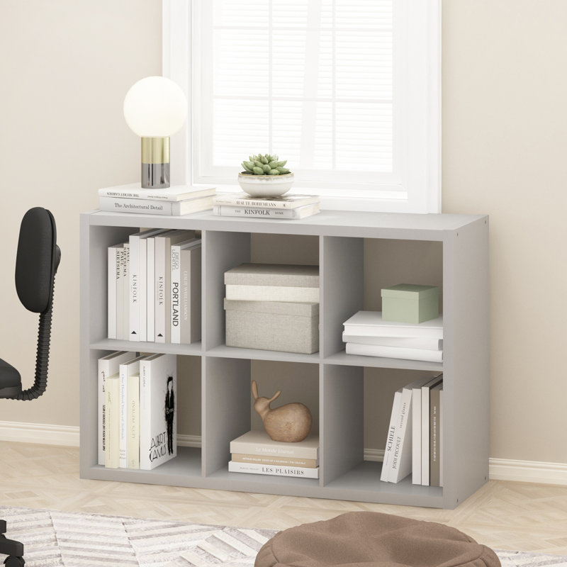 Organisateur de rangement cubique à dossier ouvert Furinno, 6 cubes, gris clair, Gris clair
