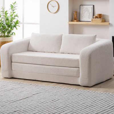 Nimbus 71" 2-in-1 Pull Out Foldable Loveseat Sofa Bed, Chenille Boneless Cloud Sleeper Couch with Pillows, Convertible Sofa to Queen Size Bed for Living Room, Bedroom, Guestroom & Dorm