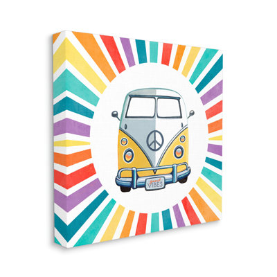 " Good Vibes Hippie Retro Camper Bus Rainbow Stripes " by Elizabeth Tyndall