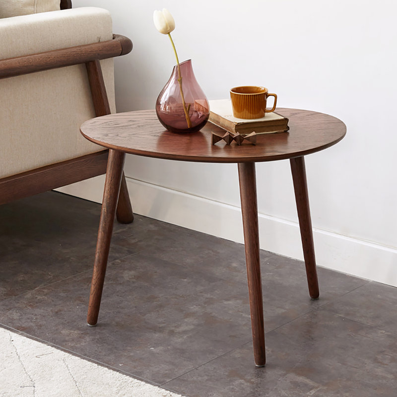 50/65cm 100% Solid Oak Oval Side Table , 50cm, Brown Oak
