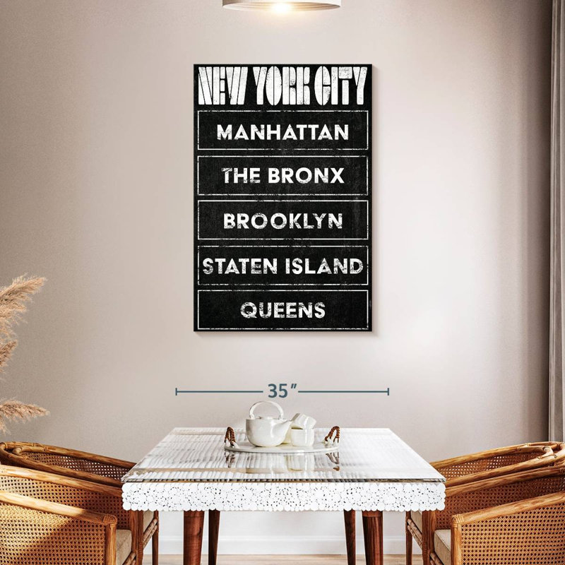 Aime Boroughs de New York, H 45 po x l 30 po