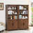 70in Tall Bookshelf 5 Tier Bookcase with Barn Doors and Adjustable Shelves,Farmhouse Book Shelf with Storage Cabinet,Wood Freestanding Display Bookshelves for Bedroom, Living Room-468256899